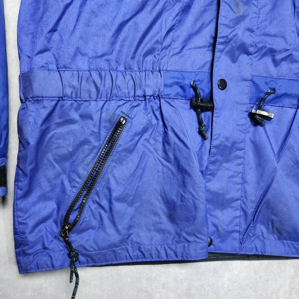 Mountain Goat Vintage Mens L‎ Jacket Blue Teal Color Block Hooded Windbreaker
